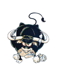 AUTOCOLLANT ANIMAL TAUREAU ATTACK (8X10CM)