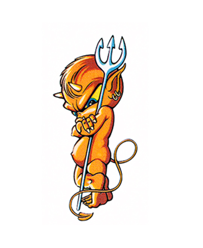 AUTOCOLLANT DIABLE BOUDEUR AVEC TRIDENT (8X12CM)