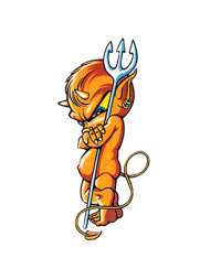 AUTOCOLLANT DIABLE BOUDEUR AVEC TRIDENT (8X12CM)