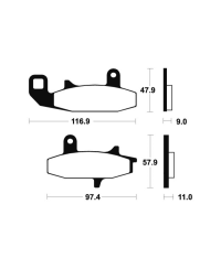 Plaquettes de frein TECNIUM Performance metal fritte - MF126 MF126