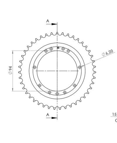 COURONNE CYCLO 23 ADAPT. 103 SL 43DTS (D94) 11 TROUS