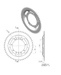 COURONNE CYCLO 22 ADAPT. 103 RAYONS 52DTS (D94) 11 TROUS