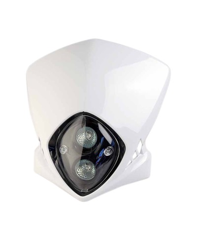 TETE DE FOURCHE MECABOITE/MOTO/CYCLO TUN'R* RACING BLANC (DOUBLE OPTIQUE HALOGENE 2X20W)