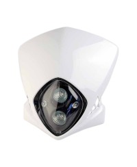 TETE DE FOURCHE MECABOITE/MOTO/CYCLO TUN'R* RACING BLANC (DOUBLE OPTIQUE HALOGENE 2X20W)