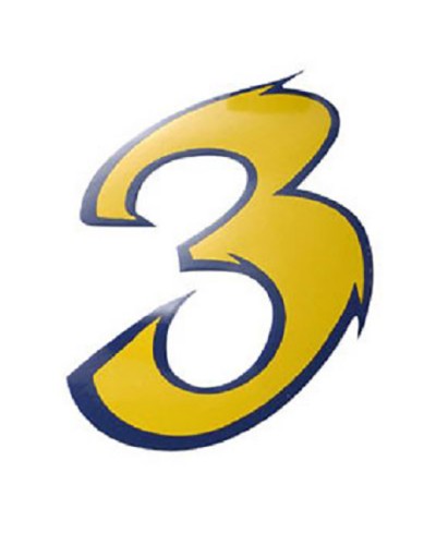 AUTOCOLLANT NUMERO 3 JAUNE LONG. 9CM