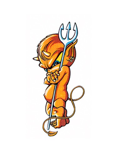 AUTOCOLLANT DIABLE BOUDEUR AVEC TRIDENT (8X12CM)