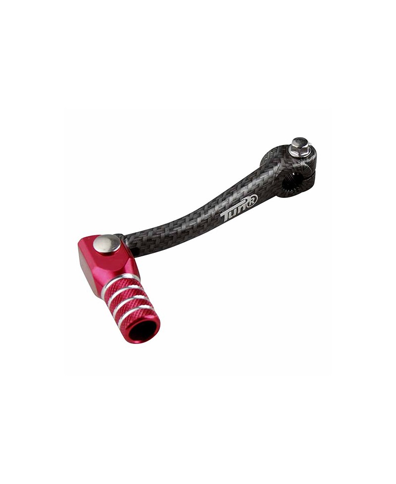 SELECTEUR VITESSE TUN'R ADAPT. AM6 ALU CARBONE MAT/ROUGE (REPLIABLE) LONGUEUR 110MM