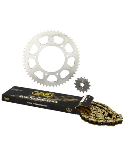 KIT CHAINE AFAM ADAPT. DERBI SENDA SM/R DRD PRO/RACING 420 14/53 (ORIGINE) D102 FIX 3X2