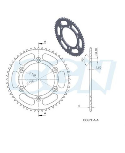 COURONNE MECABOITE 06 TEKNIX ADAPT. CPI 420 52DTS D110 6 FIX