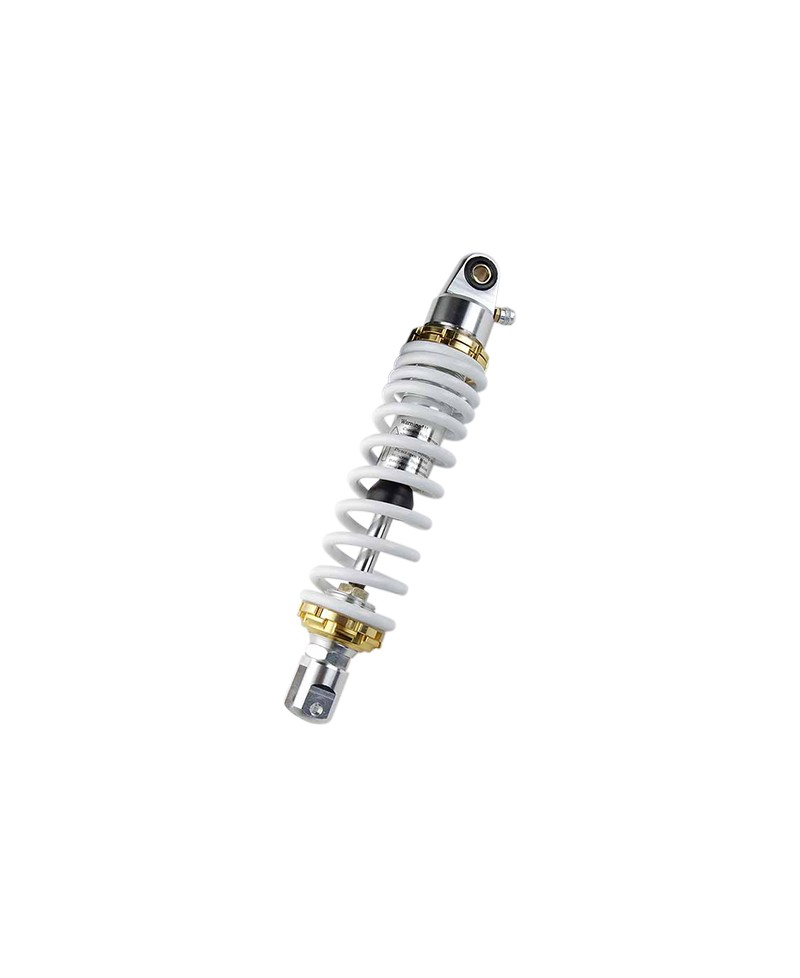 AMORTISSEUR SCOOTER TUN'R RESSORT ADAPT. TOUS SCOOT REGLABLE OR/BLANC ENTRAXE 300MM