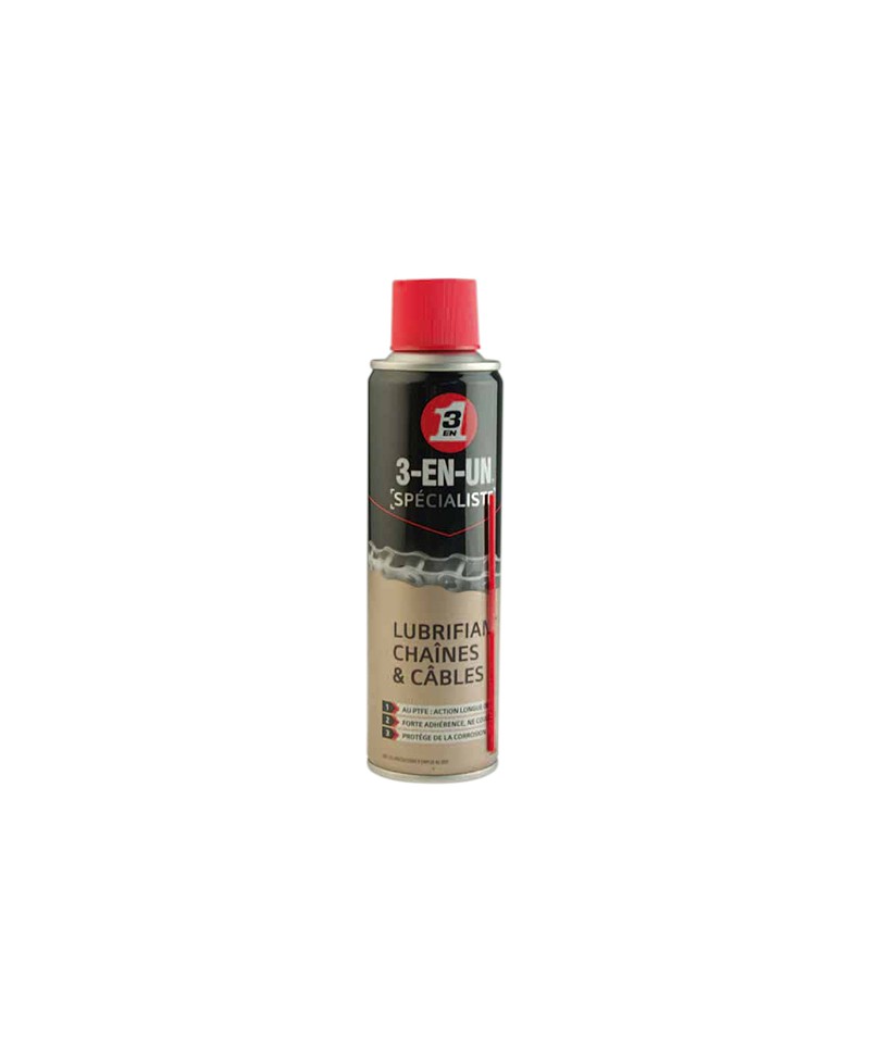 HUILE/LUBRIFIANT 3 EN 1 250ML  CHAINE ET CABLE (AEROSOL) PTFE TEFLON