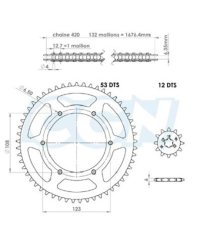 KIT CHAINE TEKNIX ADAPT. SENDA SM DRD/RACING/EVO/GPR NUDE/RACING/RS4 420 12X53 D108 6T