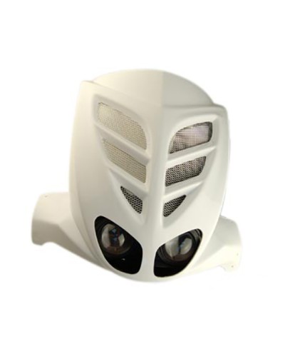 TABLIER AV/FACE AV DOUBLE OPTIQUE SCOOTER BCD* ADAPT. STUNT/SLIDER + GRILLE BLANC HOMOLOGU