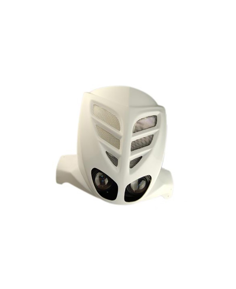 TABLIER AV/FACE AV DOUBLE OPTIQUE SCOOTER BCD* ADAPT. STUNT/SLIDER + GRILLE BLANC HOMOLOGU