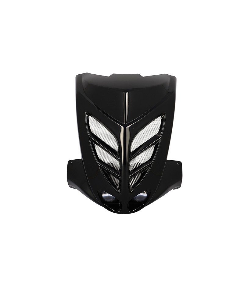 TABLIER AV/FACE AV DOUBLE OPTIQUE SCOOTER BCD ADAPT. STUNT/SLIDER + GRILLE NOIR HOMOLOGUE