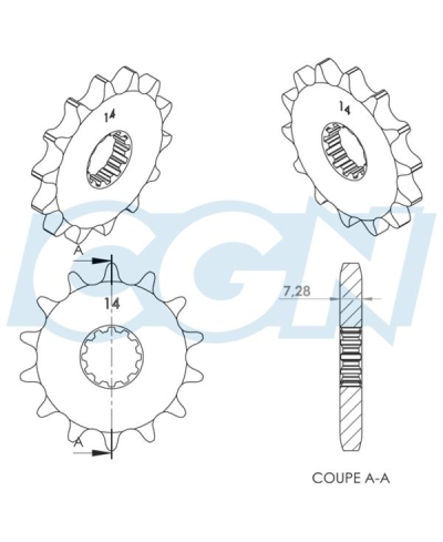 PIGNON MECABOITE B14 TEKNIX ADAPT. AM6 428 14 DTS