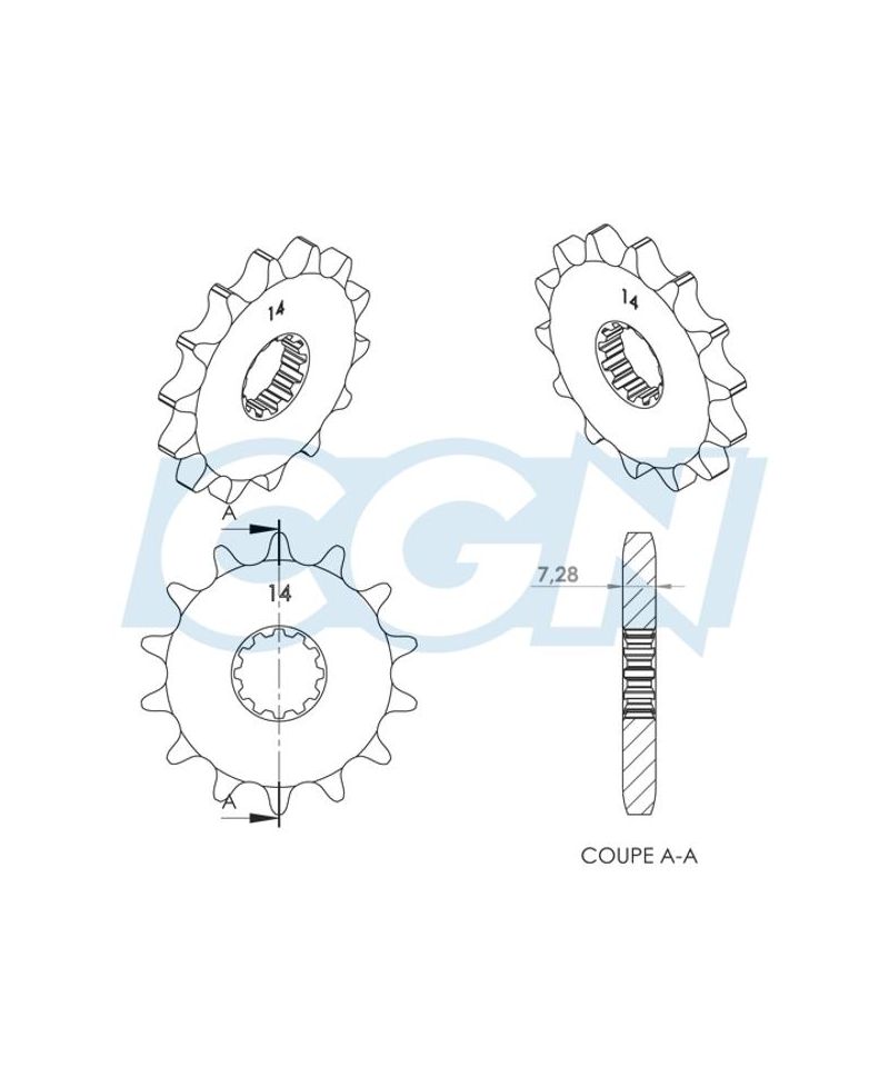 PIGNON MECABOITE B14 TEKNIX ADAPT. AM6 428 14 DTS