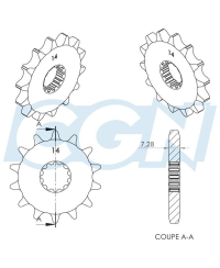 PIGNON MECABOITE B14 TEKNIX ADAPT. AM6 428 14 DTS