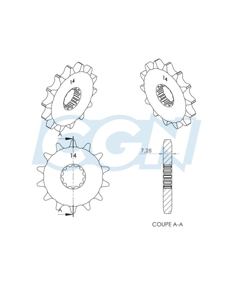 PIGNON MECABOITE B14 TEKNIX ADAPT. AM6 428 14 DTS