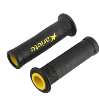 REVETEMENT/POIGNEE ARIETE ARIRAM NOIR/JAUNE (PR)  - 120MM - DEBOUCHE POUR EMBOUT DE GUIDON