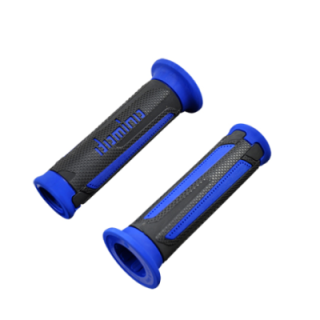 REVETEMENT/POIGNEE DOMINO A350 TURISMO NOIR/BLEU (PR) DEBOUCHE POUR EMBOUT GUIDON