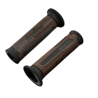 REVETEMENT/POIGNEE DOMINO A350 TURISMO NOIR/MARRON (PR) DEBOUCHE POUR EMBOUT GUIDON