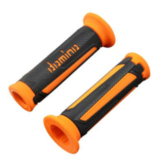 REVETEMENT/POIGNEE DOMINO A350 TURISMO NOIR/ORANGE (PR) DEBOUCHE POUR EMBOUT GUIDON