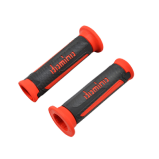 REVETEMENT/POIGNEE DOMINO A350 TURISMO NOIR/ROUGE (PR) DEBOUCHE POUR EMBOUT GUIDON