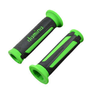 REVETEMENT/POIGNEE DOMINO A350 TURISMO NOIR/VERT (PR) DEBOUCHE POUR EMBOUT GUIDON