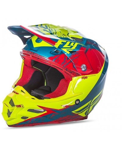 Casque FLY RACING F2 Carbon Mips Retrospec 2017 Rouge/Hi-Vizion S