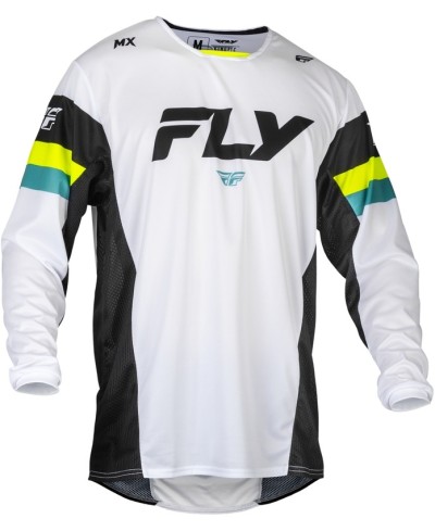 Maillot FLY RACING Kinetic Prix - blanc/noir/Hi-Vis