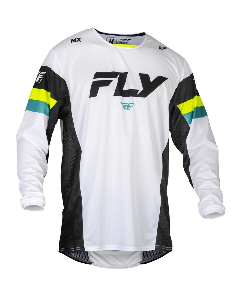 Maillot FLY RACING Kinetic Prix - blanc/noir/Hi-Vis