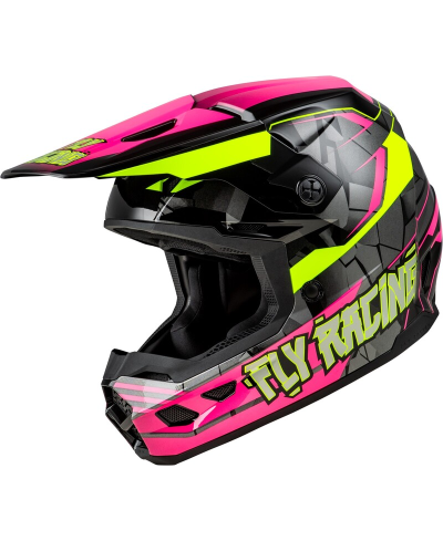 Casque enfant FLY RACING Kinetic Scorched - rose fluo/Hi-Vis/noir