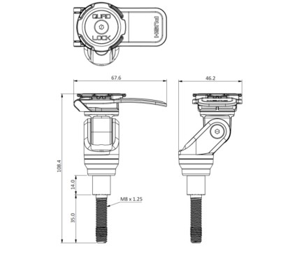 Support moto a tige filetee QUAD LOCK