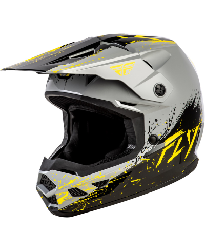 Casque enfant FLY RACING Kinetic Drip - gris/noir/jaune