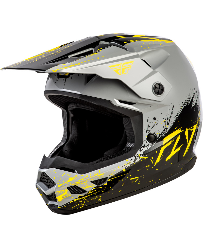 Casque enfant FLY RACING Kinetic Drip - gris/noir/jaune
