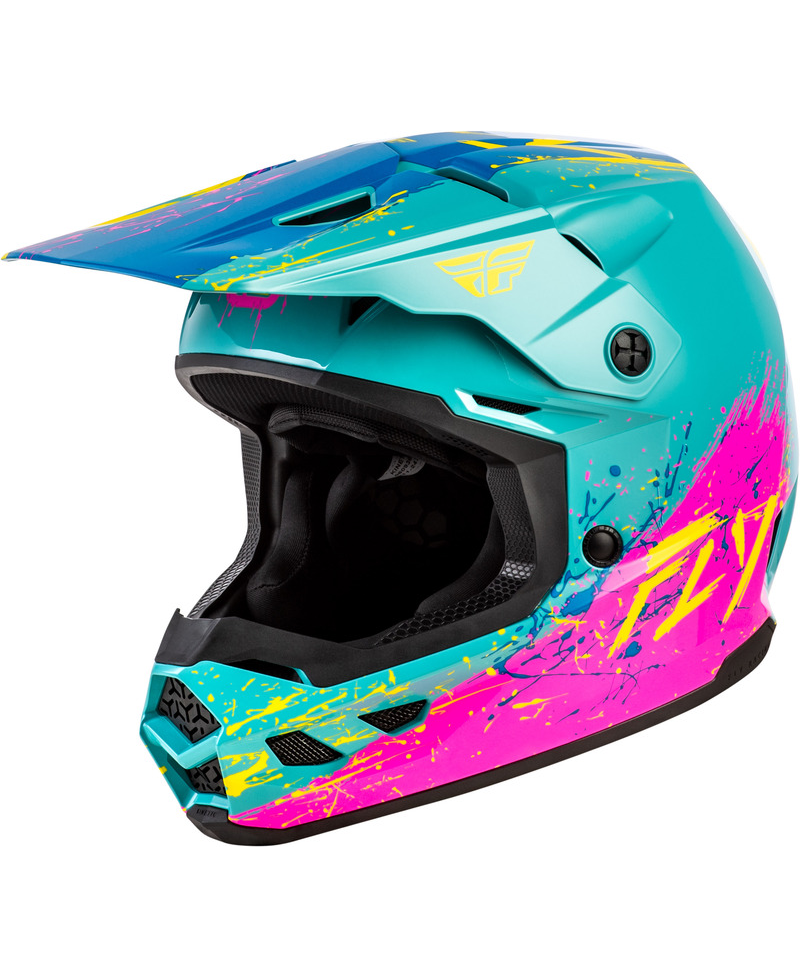 Casque enfant FLY RACING Kinetic Drip - turquoise/rose/jaune