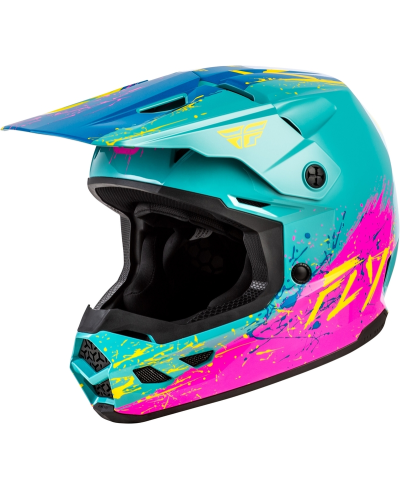 Casque enfant FLY RACING Kinetic Drip - turquoise/rose/jaune
