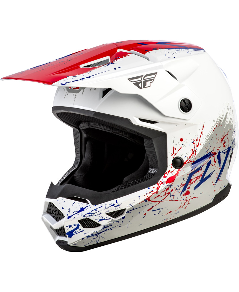 Casque enfant FLY RACING Kinetic Drip - rouge/blanc/bleu