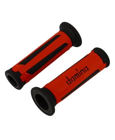 REVETEMENT/POIGNEE DOMINO A350 TURISMO ROUGE/NOIR (PR) DEBOUCHE POUR EMBOUT GUIDON