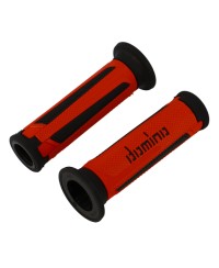 REVETEMENT/POIGNEE DOMINO A350 TURISMO ROUGE/NOIR (PR) DEBOUCHE POUR EMBOUT GUIDON