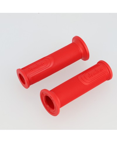 REVETEMENT/POIGNEE DOMINO STYLE ROUGE (PR) 120MM DEBOUCHE POUR EMBOUT GUIDON