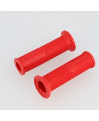 REVETEMENT/POIGNEE DOMINO STYLE ROUGE (PR) 120MM DEBOUCHE POUR EMBOUT GUIDON