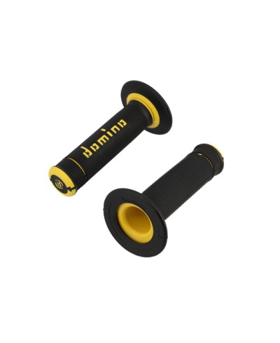 REVETEMENT/POIGNEE DOMINO A190 CROSS/ENDURO NOIR/JAUNE (PR) 120MM