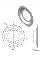COURONNE CYCLO 22 ADAPT. 103 RAYONS 45DTS (D94) 11 TROUS