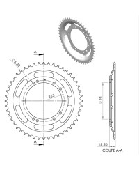 COURONNE CYCLO 20 ADAPT. 103 BTS TOLE  48DTS (D94) 10 TROUS