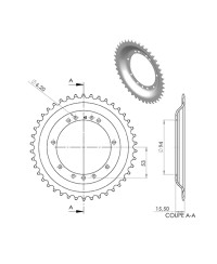 COURONNE CYCLO 22 ADAPT. 103 RAYONS 42DTS (D94) 11 TROUS