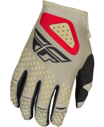 Gants FLY RACING Kinetic SYM - gris clair/rouge/noir