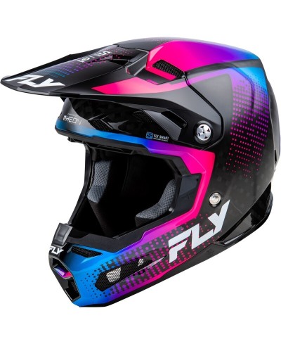 Casque FLY RACING Formula S Carbon Protocol - noir carbone/bleu/rose