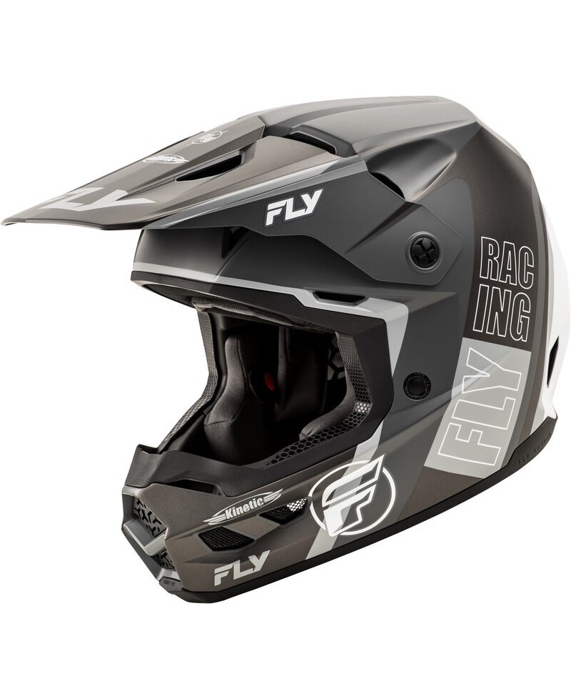 Casque FLY RACING Kinetic Rally - gris mat/noir/blanc